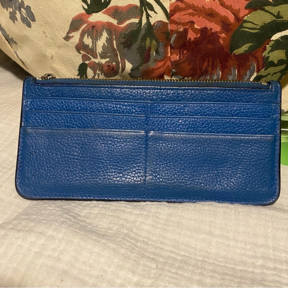 COACH womens blue leather long card holder wallet zip - Picture 6 of 7